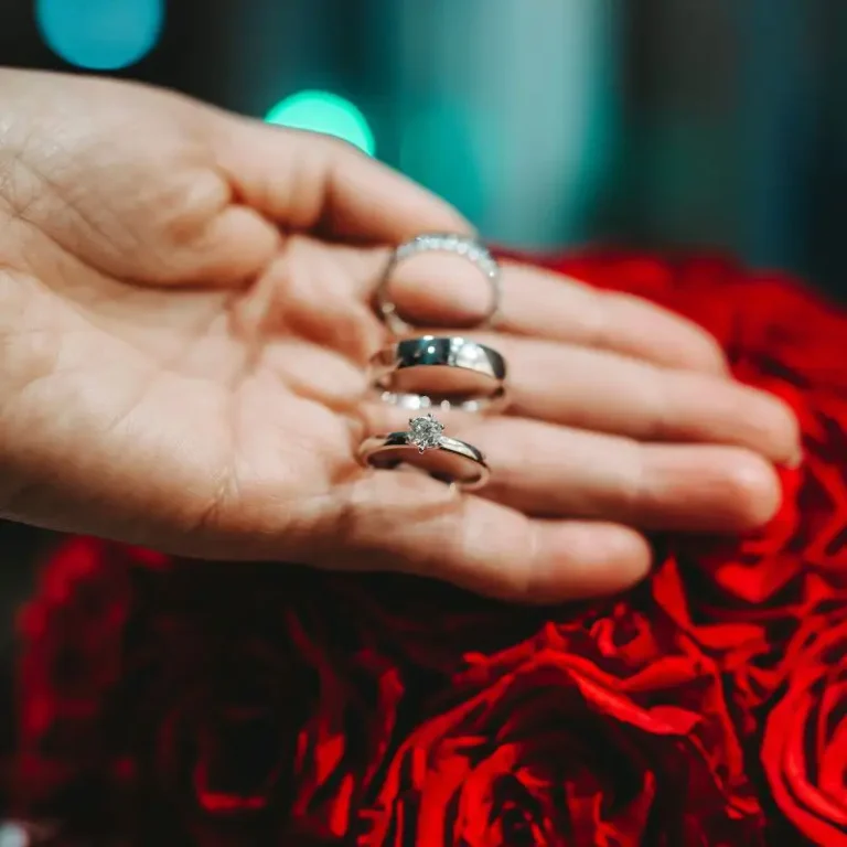 Ringe auf der Hand präsentiert